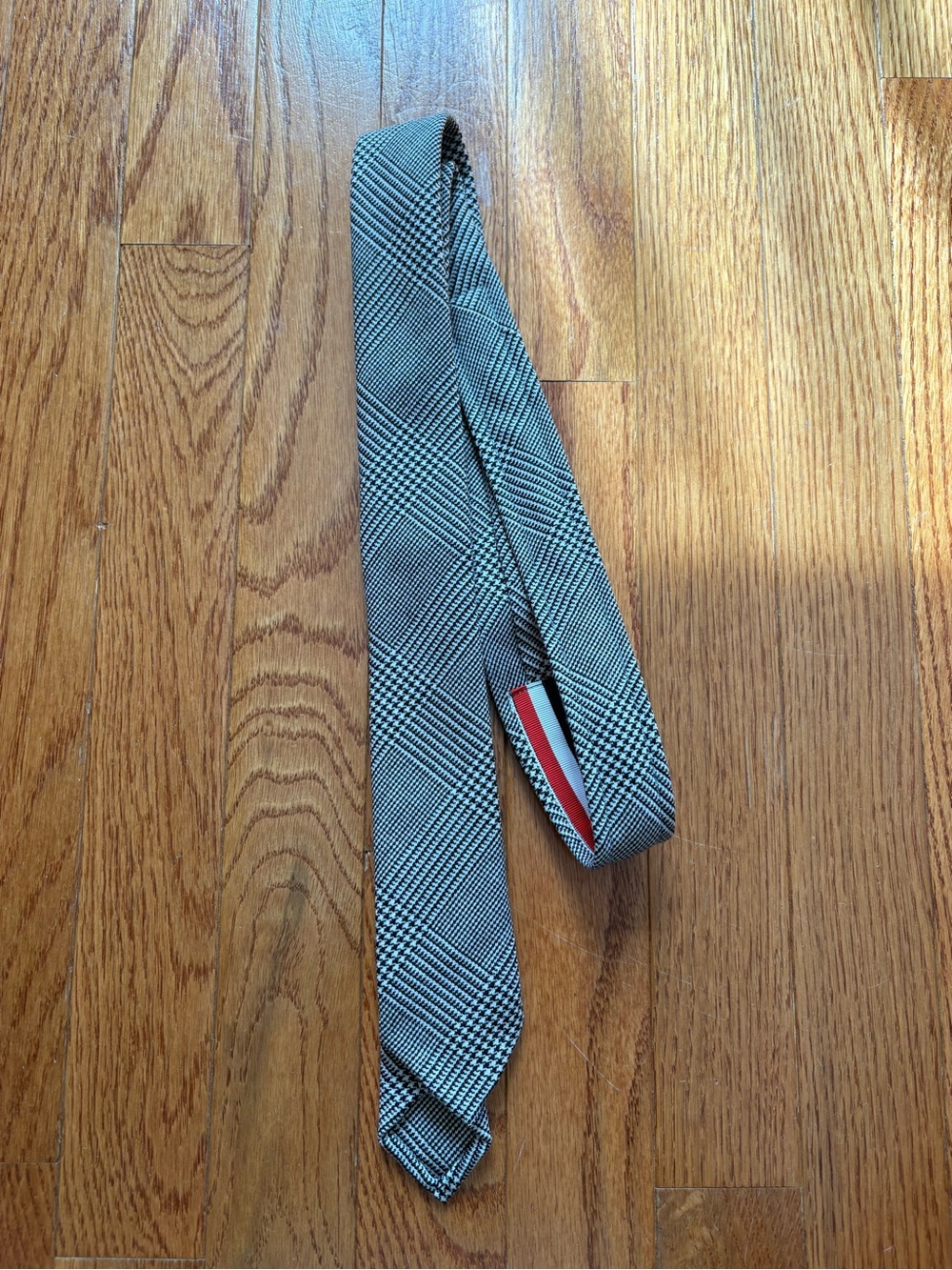 Thom Browne Men’s Tie with Black & White Glen Plaid Houndstooth Check